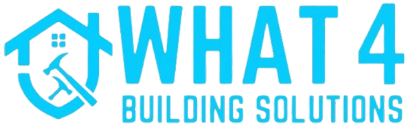 Blue logo reading "What 4 Building Solutions".